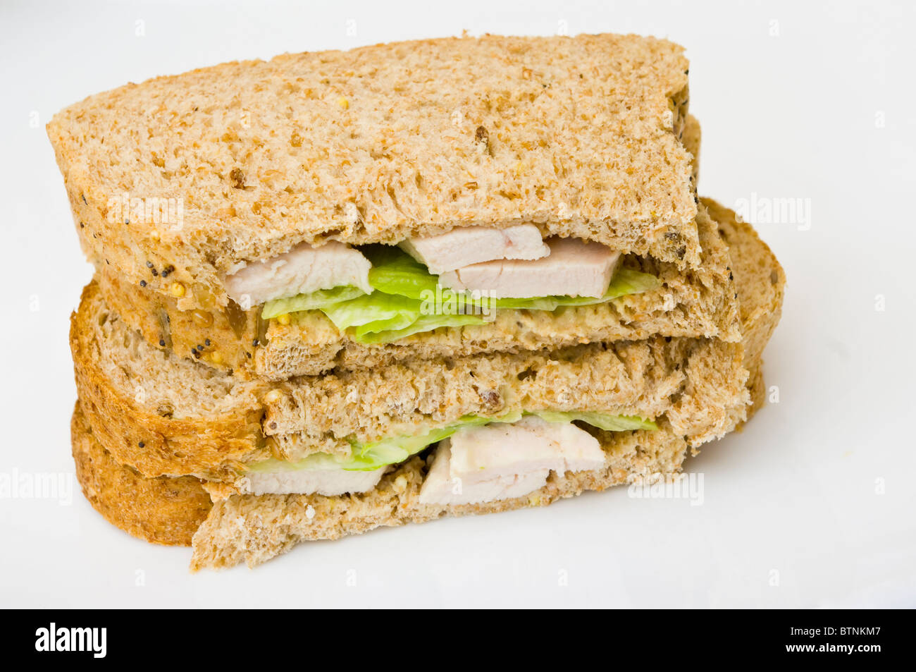 Chicken And Lettuce Sandwich Made With Multigrain Bread Stock Photo Alamy
