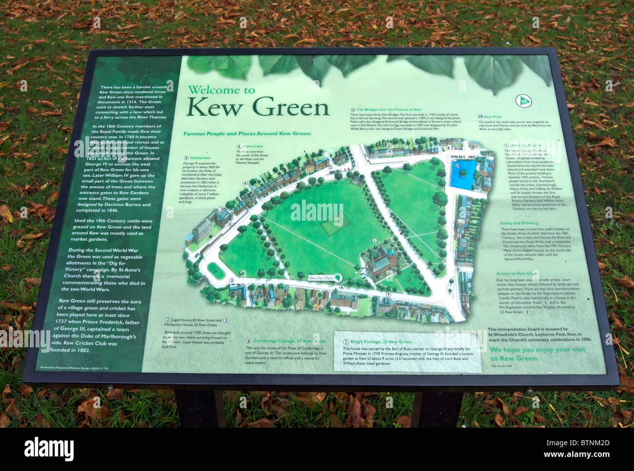 information board on kew green, southwest london, england Stock Photo