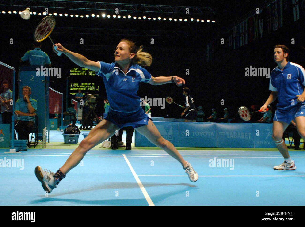 Badminton mixed doubles Stock Photo