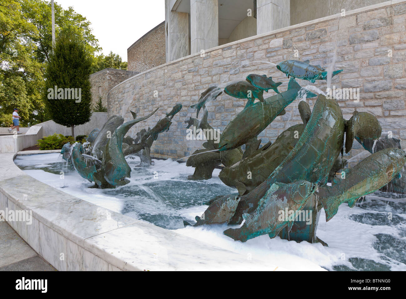 Hershey, PA - Sept 2009 - Water sculpture outside of the front entrance to Milton Hershey School in Hershey Pennsylvania Stock Photo