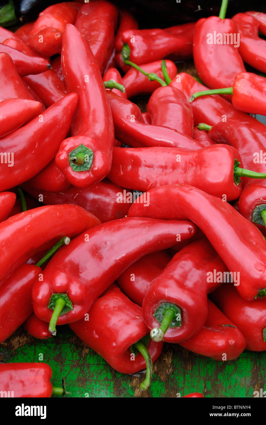 Red Chili Peppers on a market stall in Nice. Cote d'Azur. France Stock ...