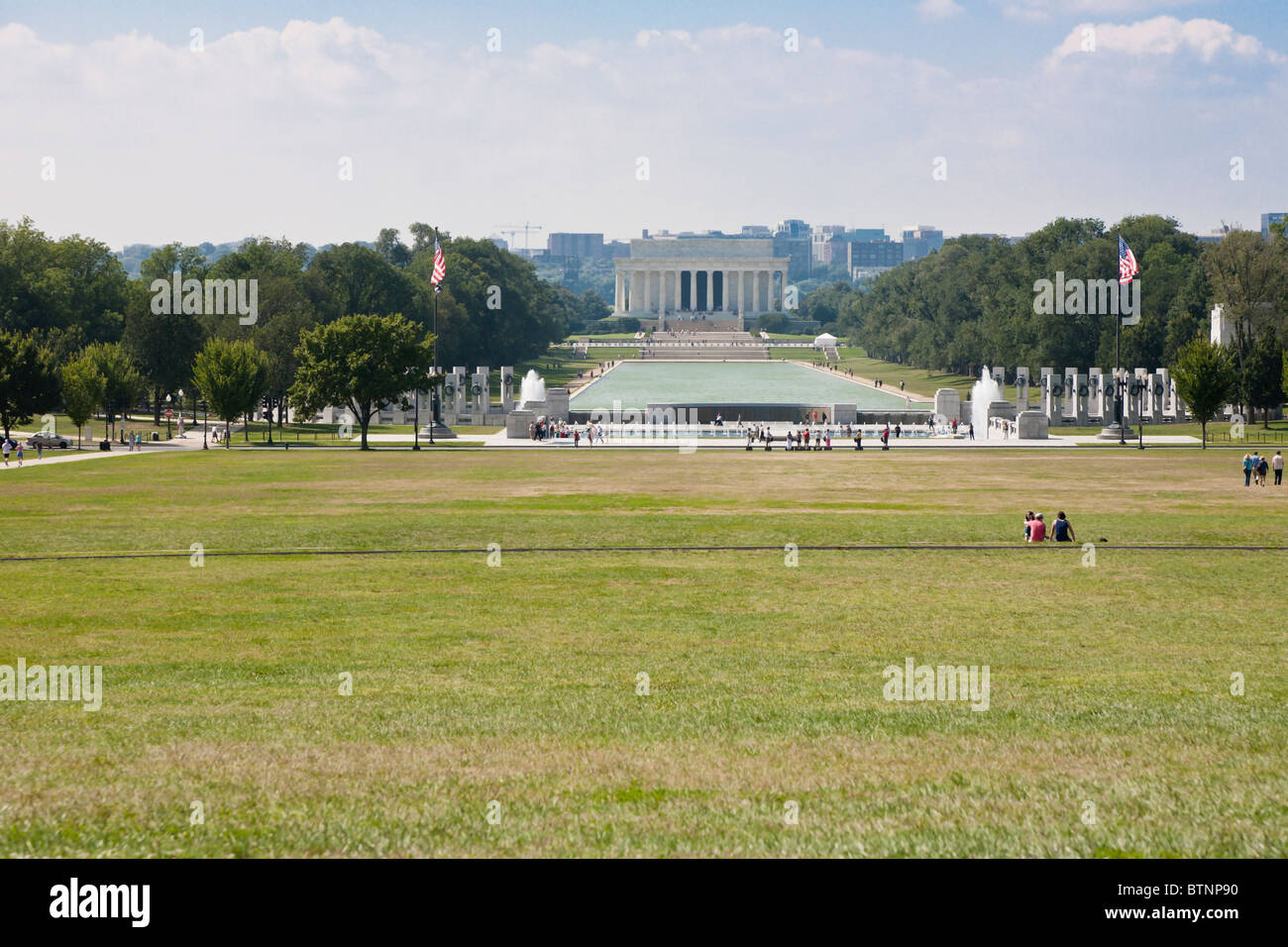 Washington DC - Sep 2009 - View of Lincoln Memorial across the National Mall from the Washington Monument in Washington DC Stock Photo