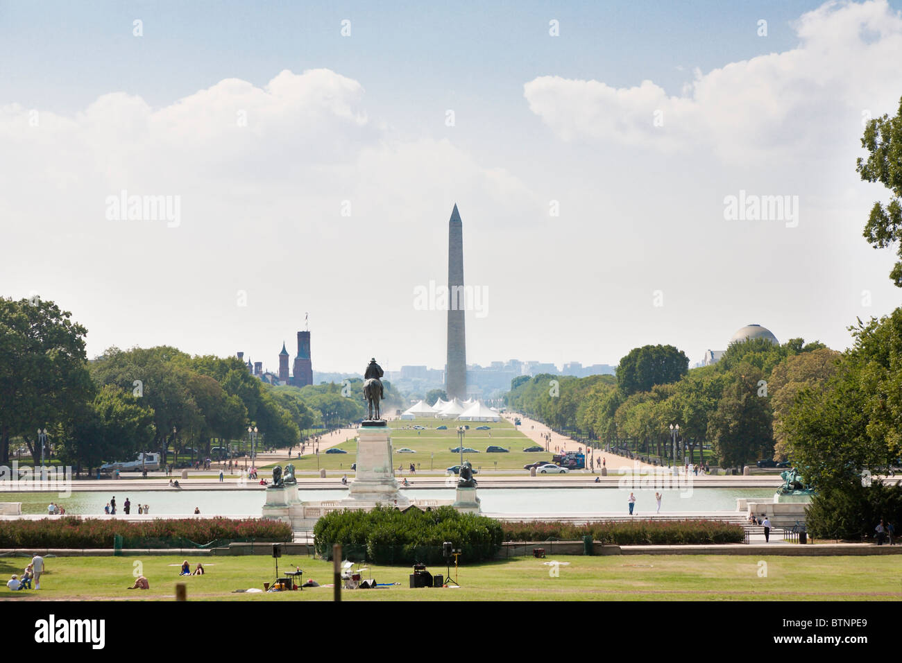 Washington DC - Sep 2009 - Ulysses S. Grant Memorial and the Washington Monument in Washington DC Stock Photo