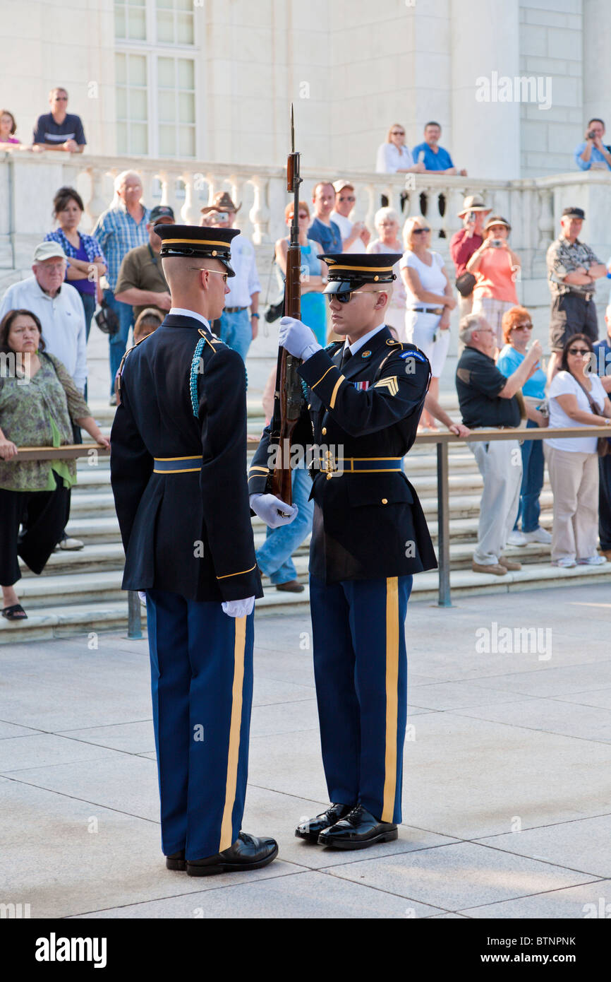 Arlington, VA - Sep 2009 - The Changing of the Guard ceremony at Arlington National Cemetery in Arlington, Virginia Stock Photo