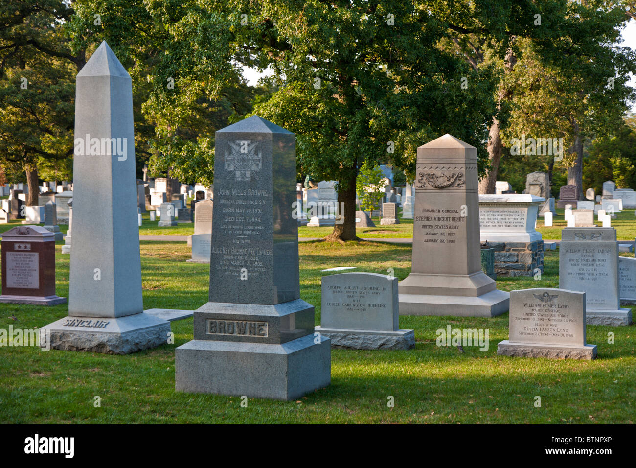 Arlington, VA - Sep 2009 - Headstones and memorials in Arlington National Cemetery in Arlington, Virginia Stock Photo