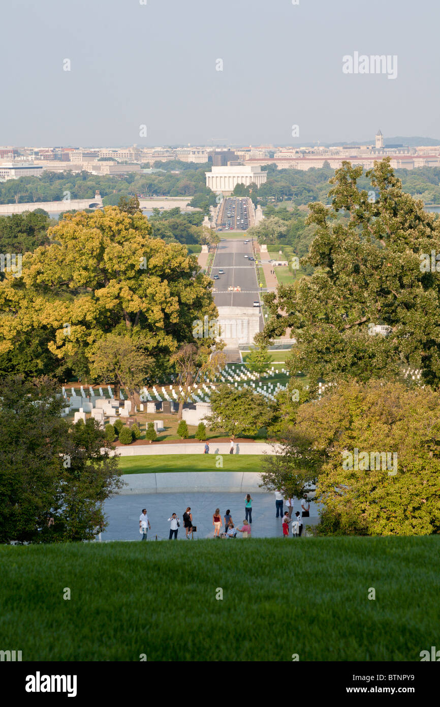 The Arlington National Cemetery in Arlington, Virginia overlooks Washington DC across the Potomac River Stock Photo