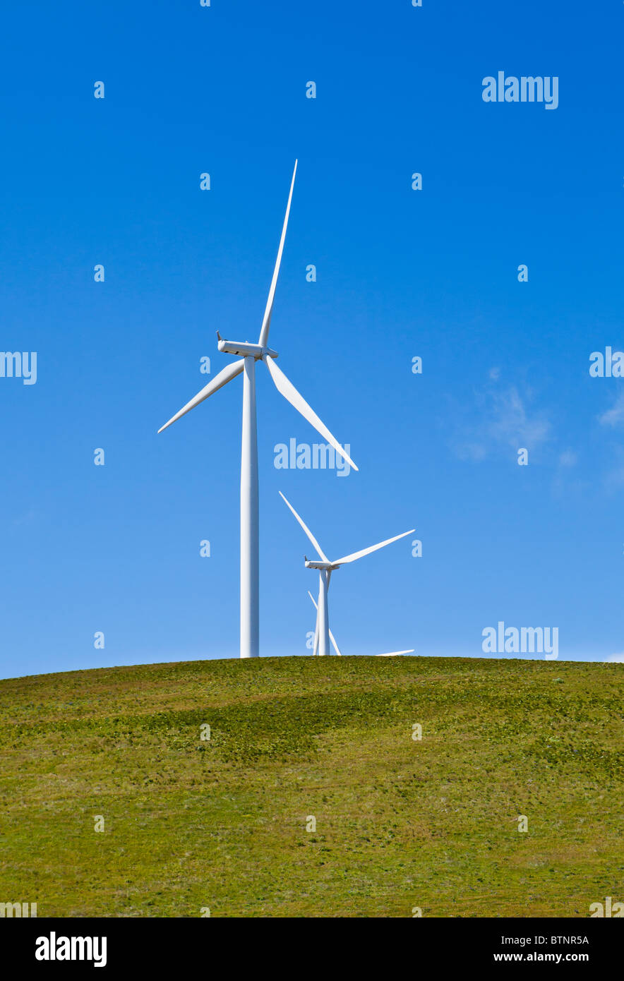 Wind turbines in southern Washington State. Stock Photo