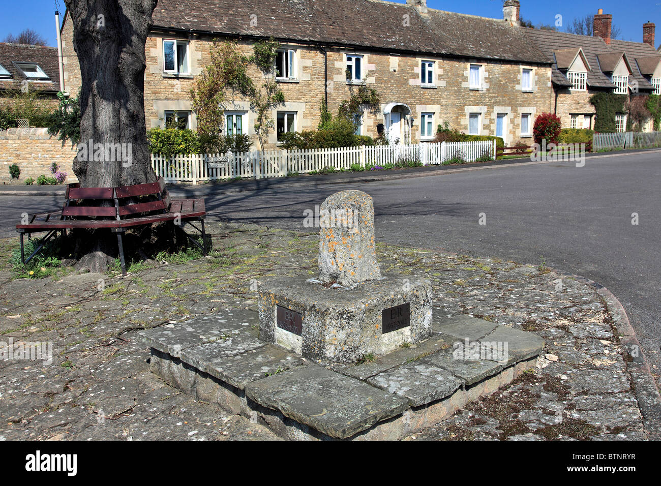 Summer landscape view over the village green at Edith Weston village