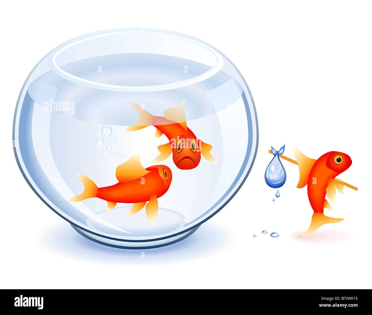Goldfish Moving From His Fishbowl With Bundle Stock Photo Alamy