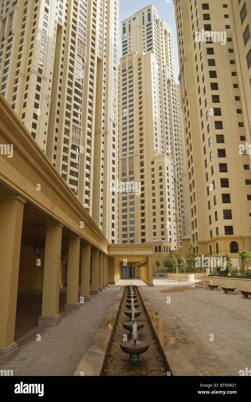 Sand coloured towers of Jumeirah Beach Residence Stock Photo