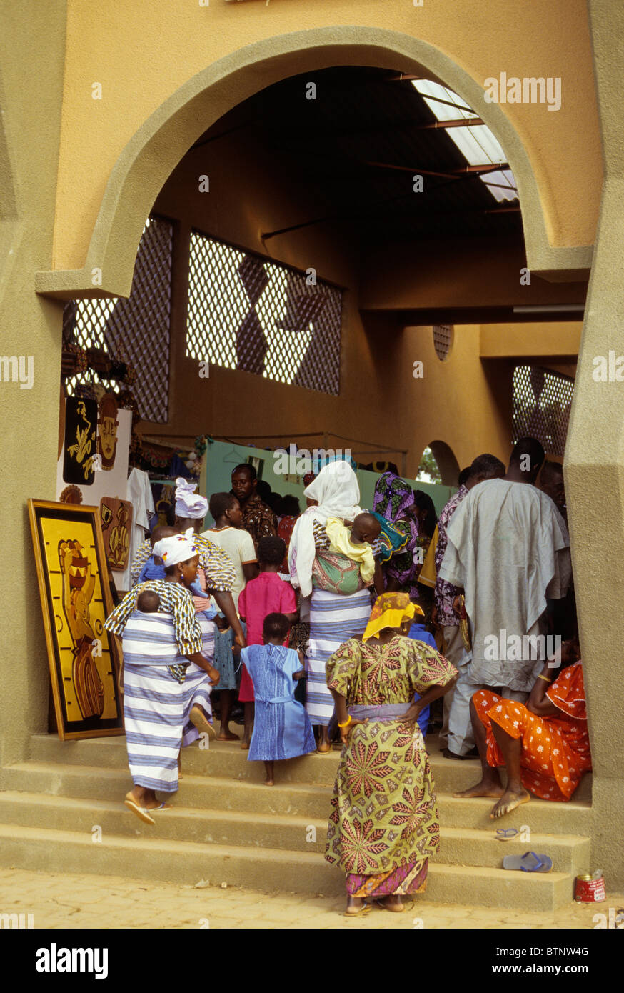 Ouagadougou, Burkina Faso. SIAO (Salon International de l'Artisanat de Ouagadougou) Exhibit Hall Entrance. Stock Photo