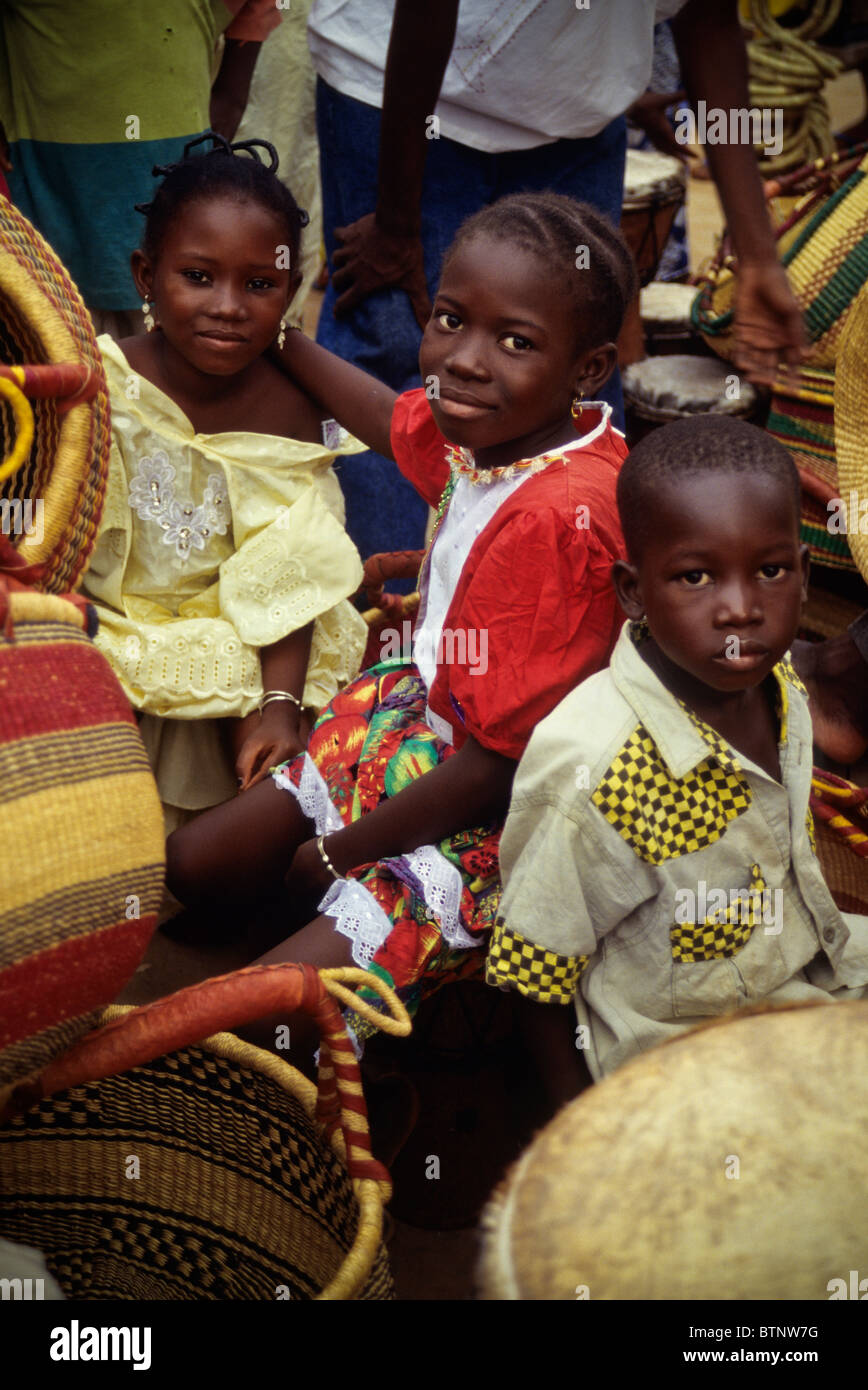 Ouagadougou, Burkina Faso. Children at SIAO (Salon International de l'Artisanat de Ouagadougou). Stock Photo