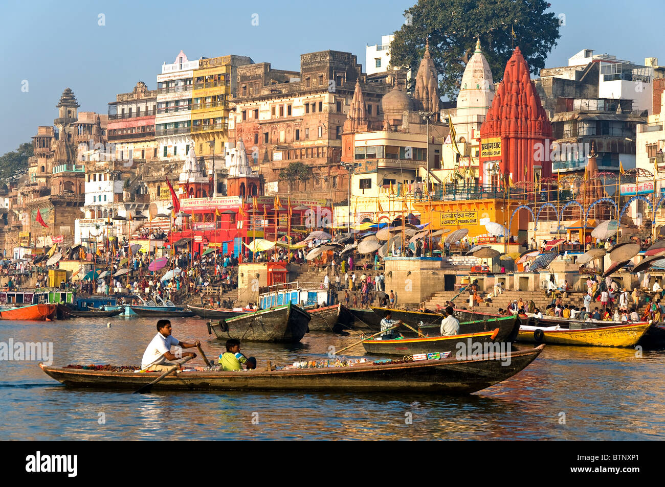 Ghats, Varanasi, Uttar Pradesh, India Stock Photo