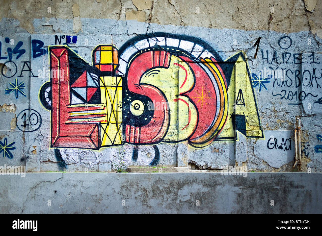 Lisbon graffiti Stock Photo