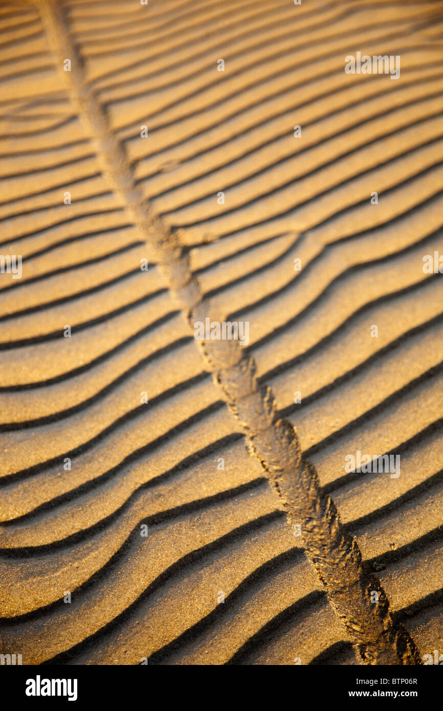 Bicycle tire track on beach sand Stock Photo Alamy