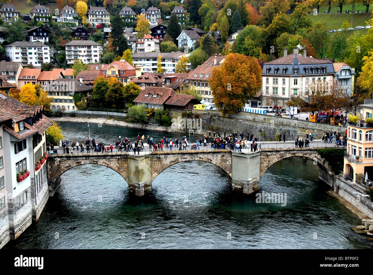 City Bern, Aare River with Nydegg bridge, Berne, Switzerland Stock Photo