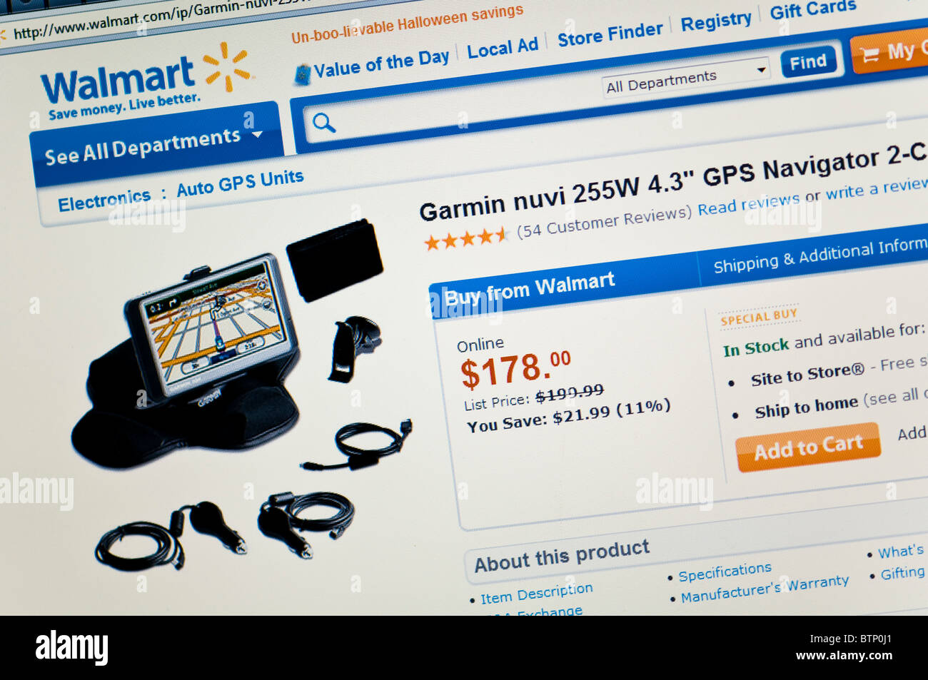 GPS, Walmart Store website online Stock Photo Alamy