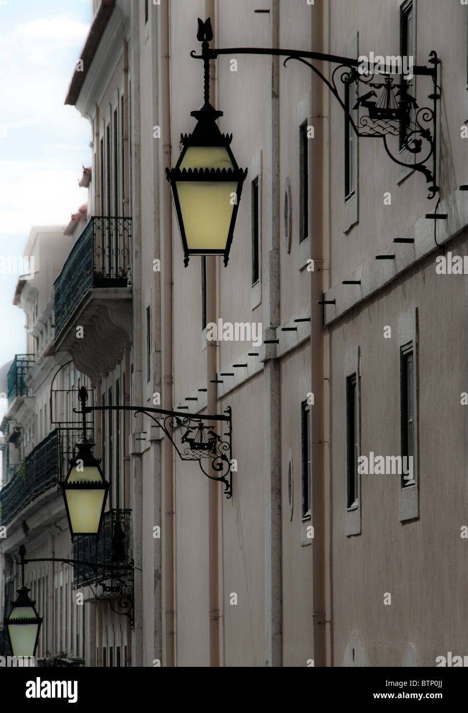 Street lamps, Lisbon Stock Photo