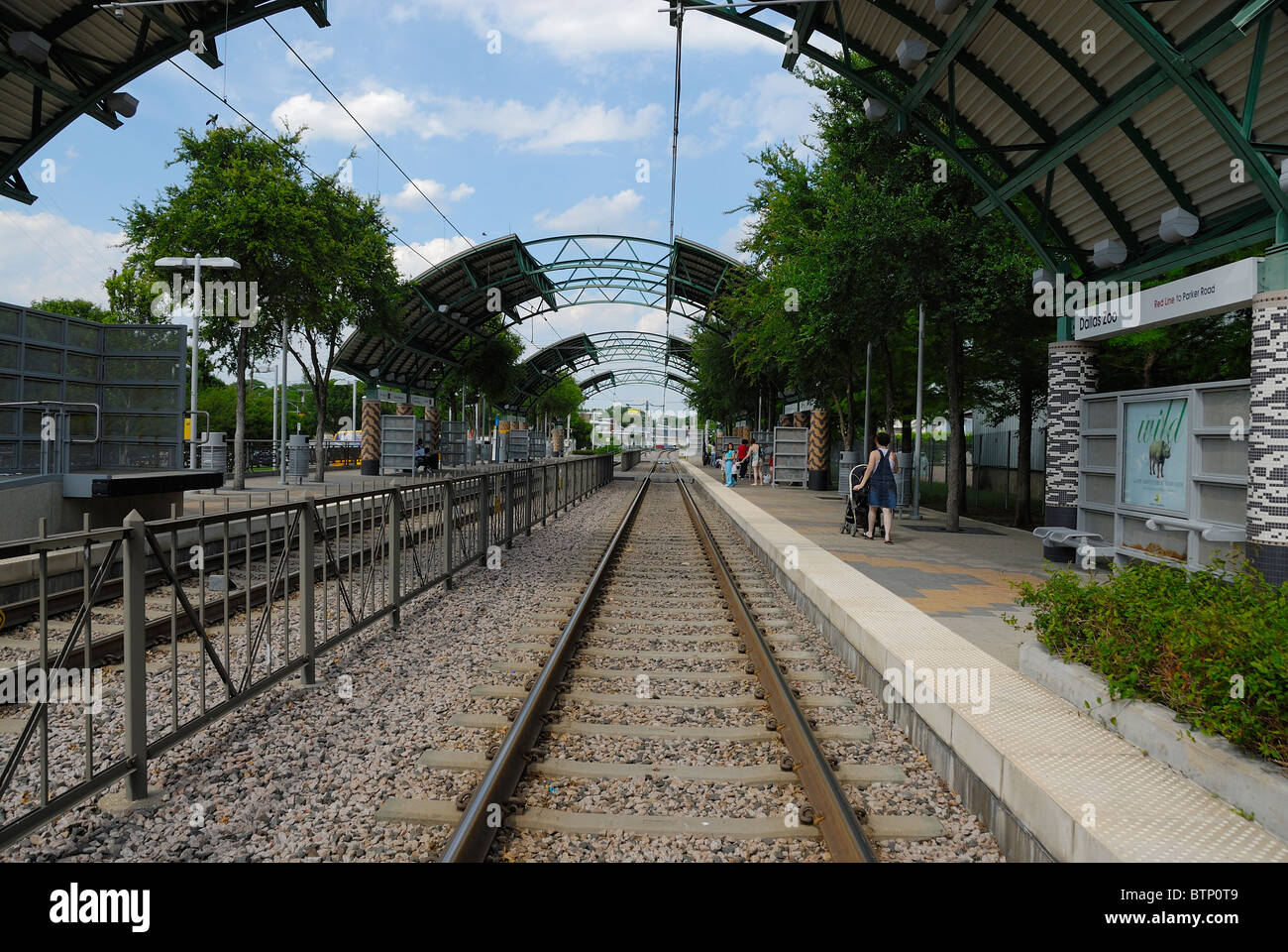 Dart Rail System Station outside of Dallas Zoo in Dallas Texas Stock Photo