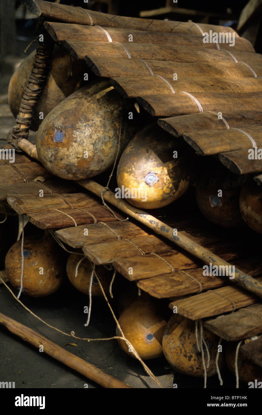 A Balafon (Xylophone), Showing how Gourds underneath the wooden bars