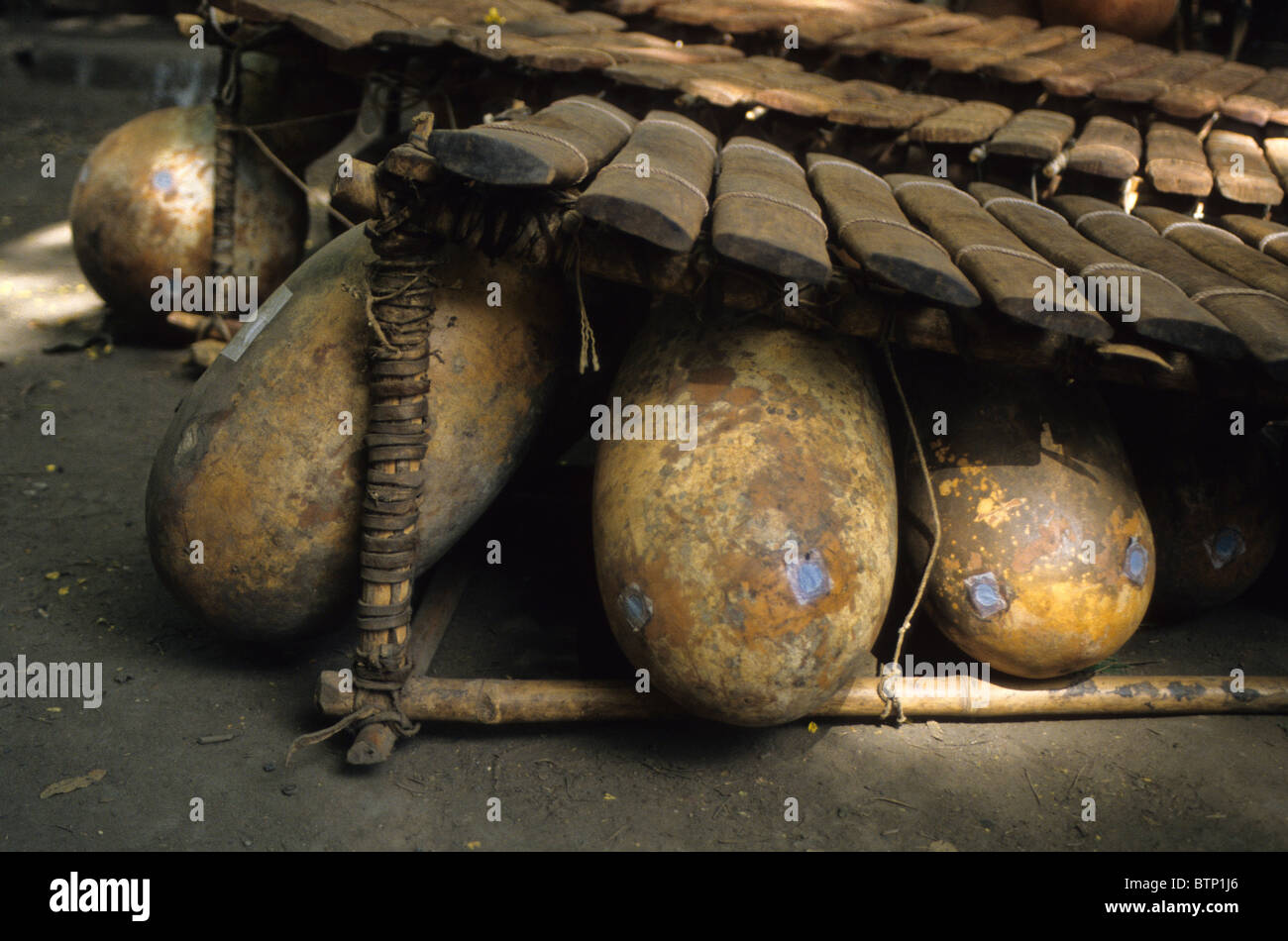 A Balafon (Xylophone), Showing how Gourds underneath the wooden bars