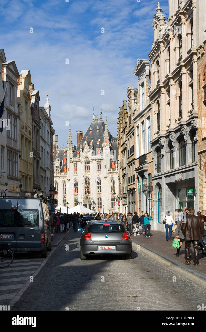 View of Steenstraat, Bruges, Belgium, Europe Stock Photo