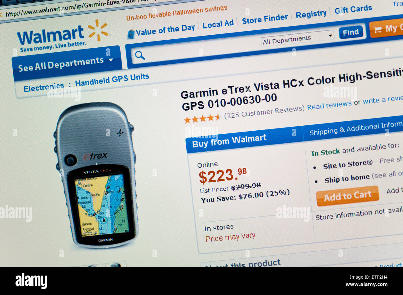 GPS, Walmart Store website online Stock Photo Alamy