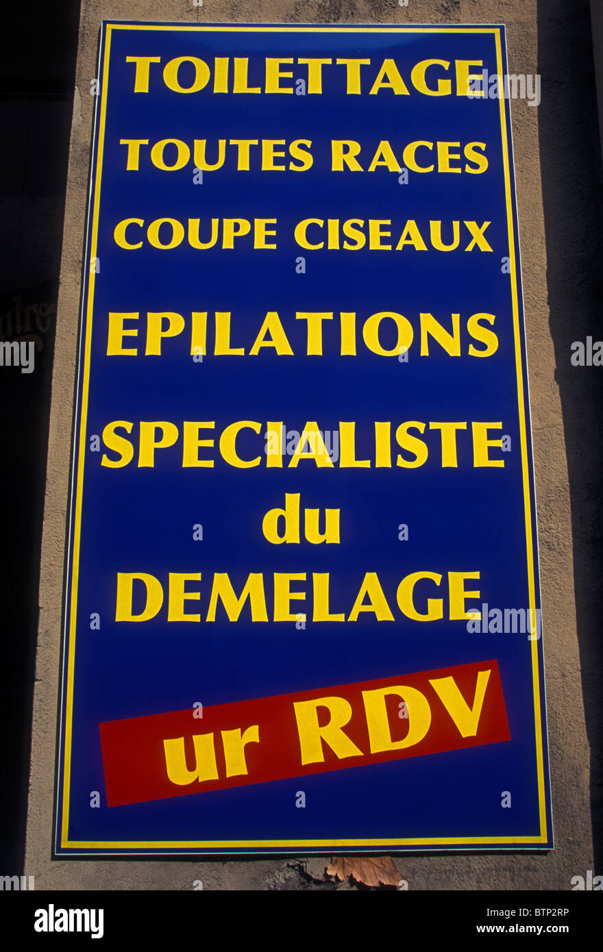 French language sign, dog groomer, dog grooming, city of Orange