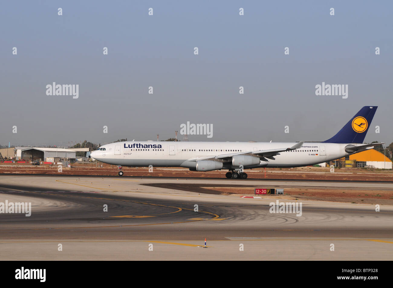 Israel, Ben-Gurion international Airport Lufthansa Airbus A340-313X Stock Photo