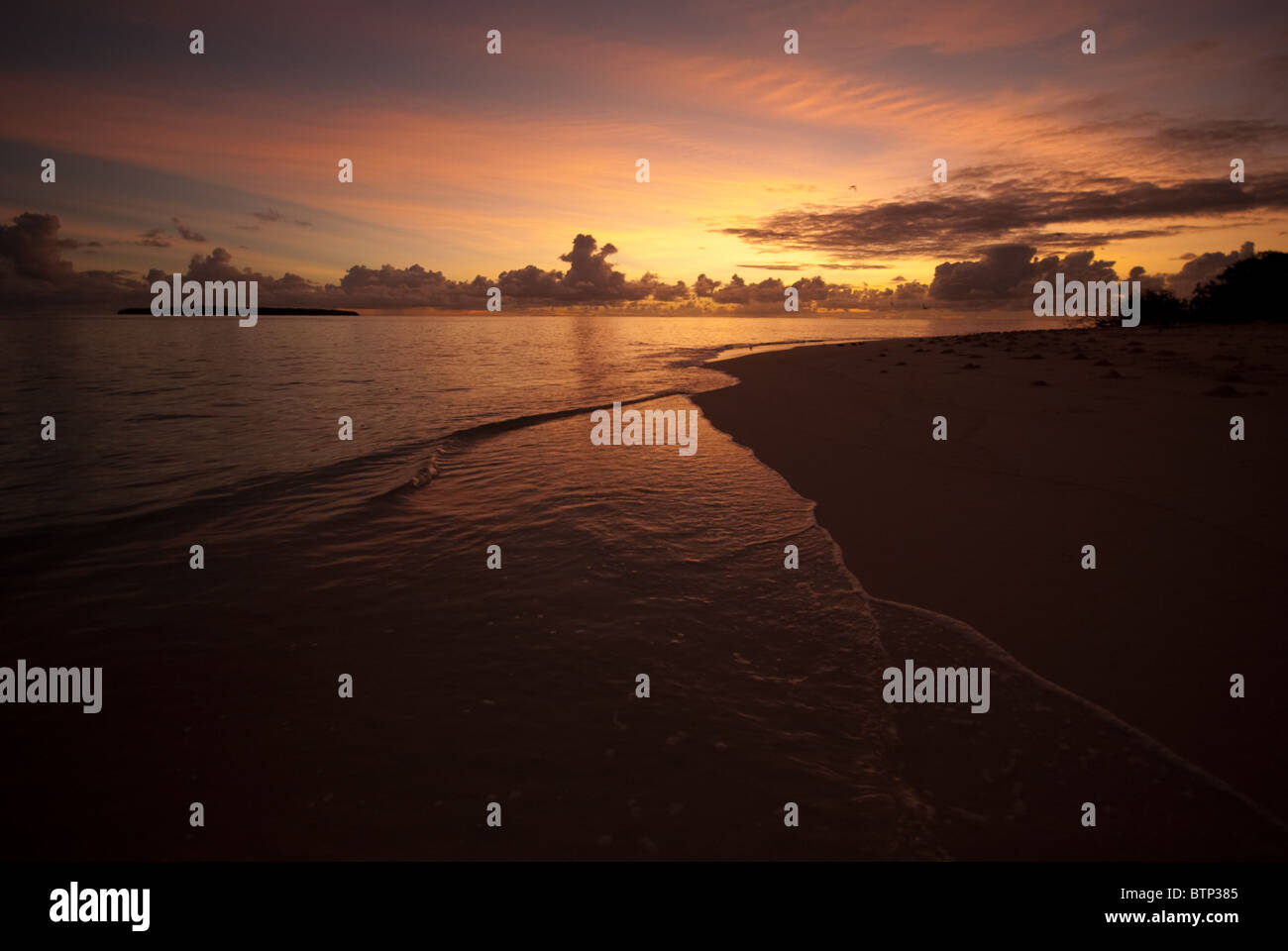 Island sunrise, Fiji Stock Photo