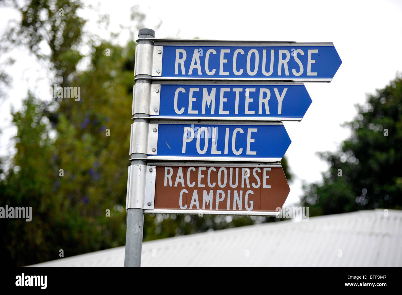 Racecourse cemetery police and camping all the facilities one might need in a small town in New South Wales Australia Stock Photo