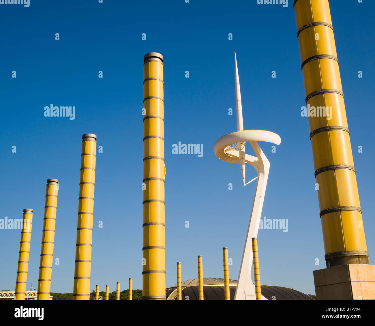 Communications Tower by Santiago Calatrava, Olympic Village, Barcelona, Spain Stock Photo