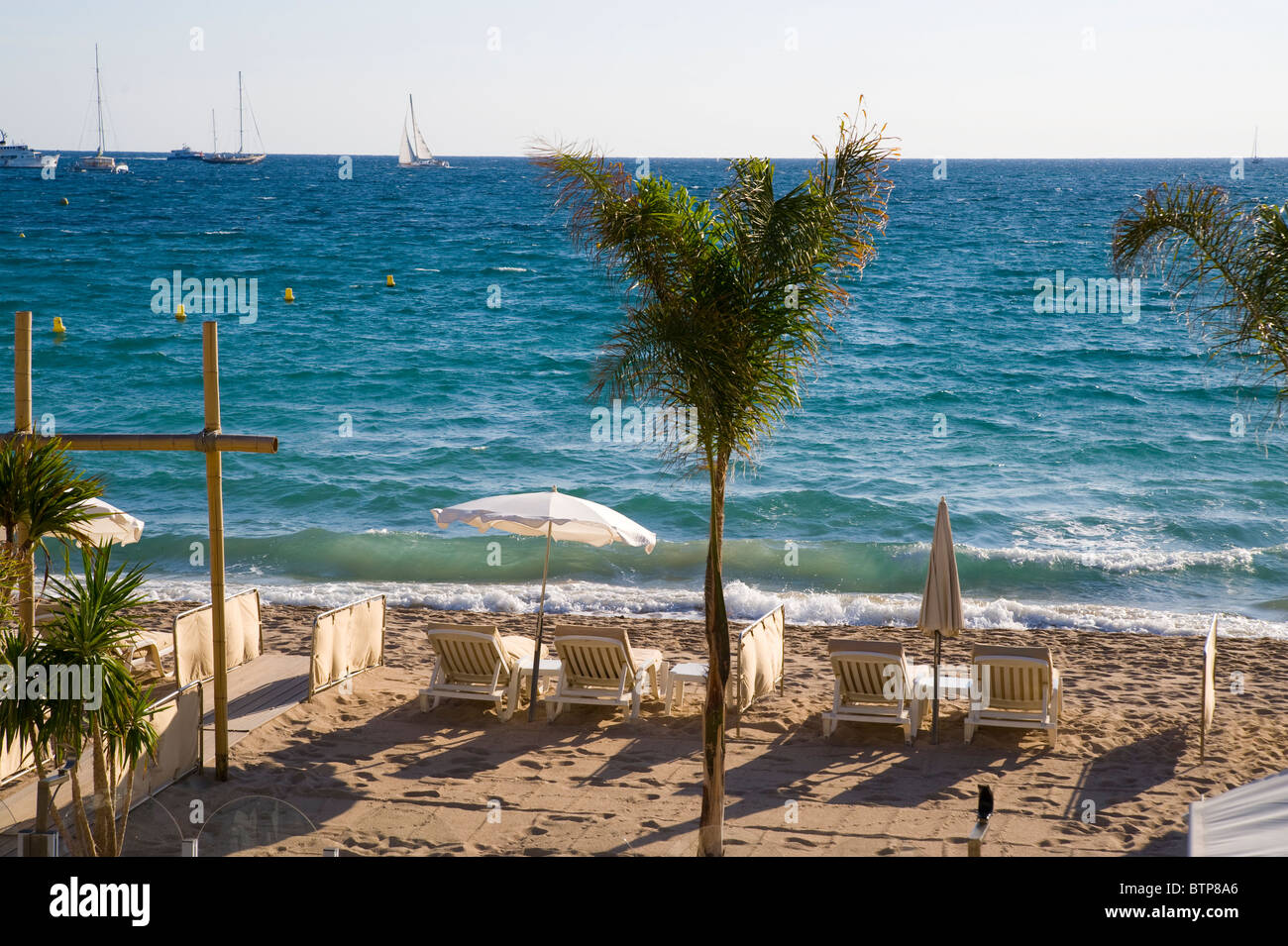La Croisette, Beach, Cannes, Cote D'Azur, France Stock Photo