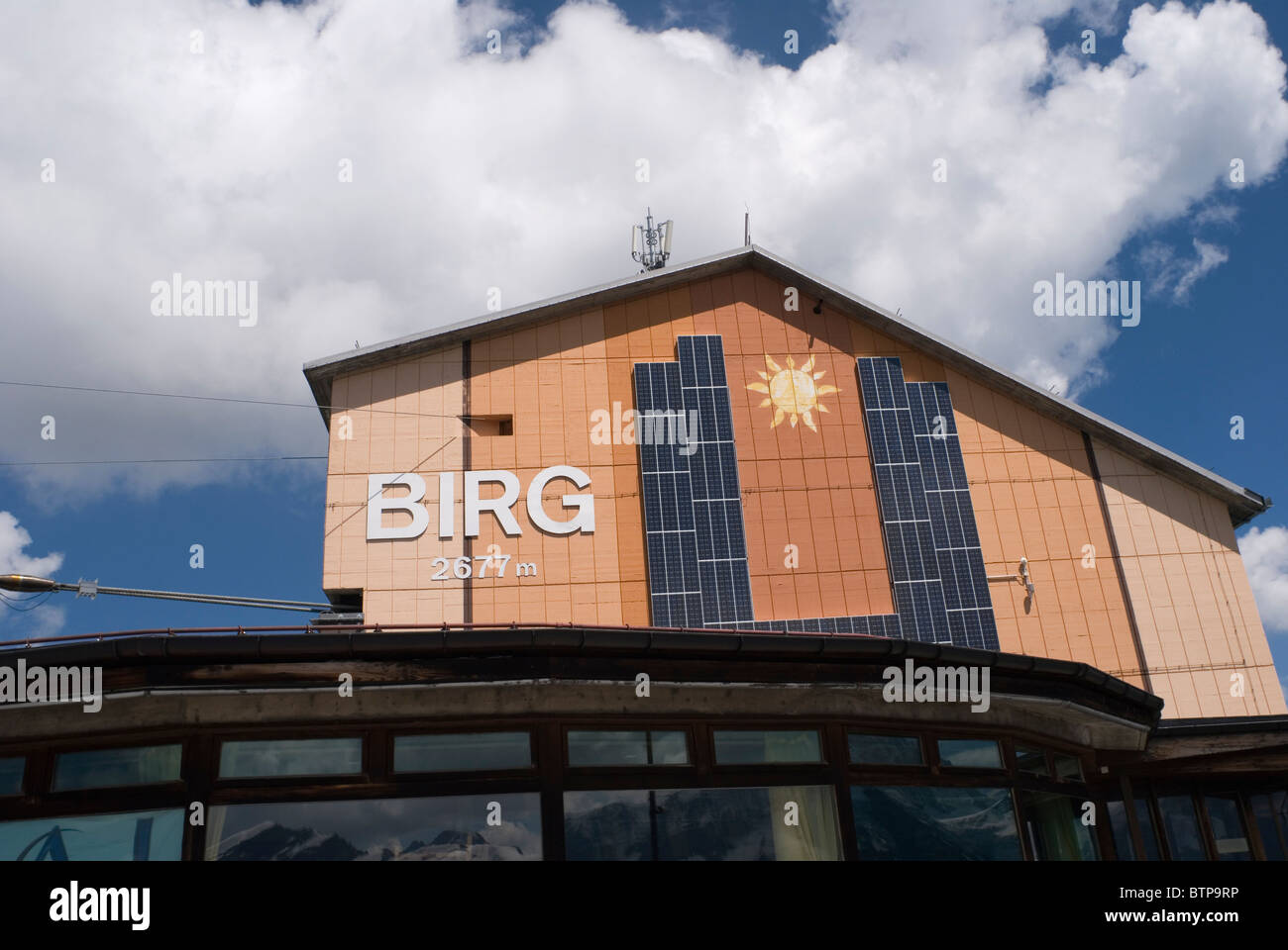 Birg cableway station on the way to the top of Schilthorn Mountain ...