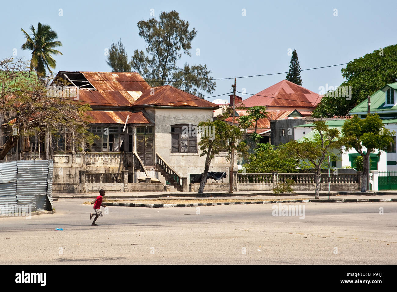 Old houses in Beira suburb Mozambique Stock Photo