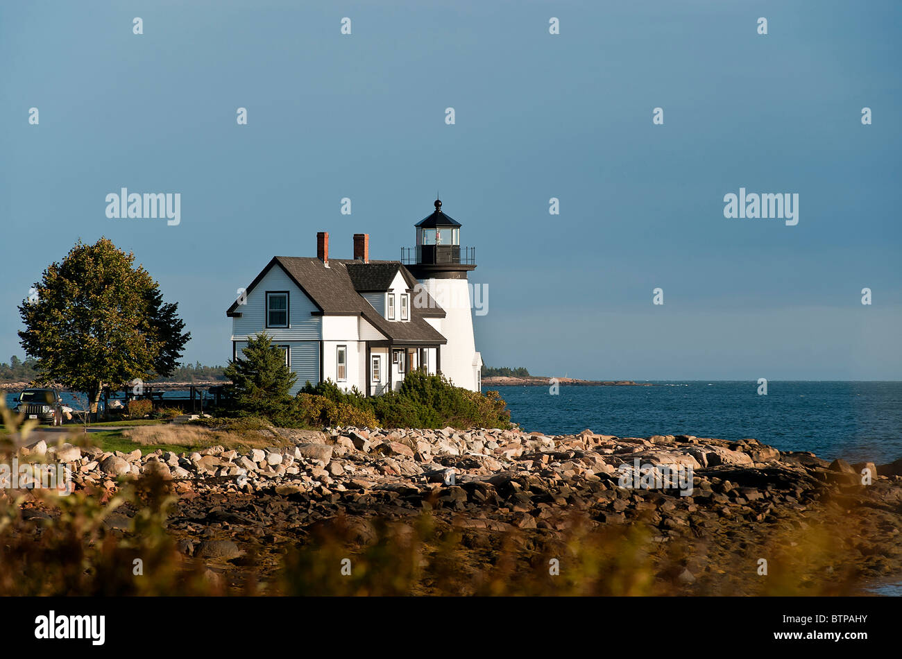 Prospect Harbor Light, Prospect Harbor Point, Winter Harbor, Maine, USA Stock Photo