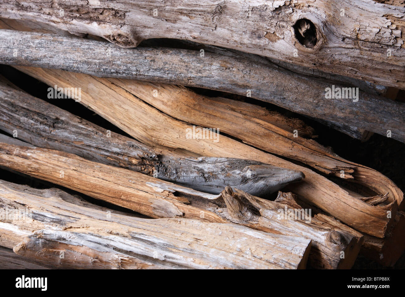 Australia, Tasmania, West Coast, Strahan, Stack of huon pine at timber
