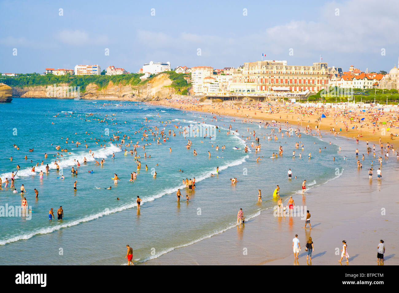 Grande Plage, Beach Biarritz, Aquitaine, France Stock Photo