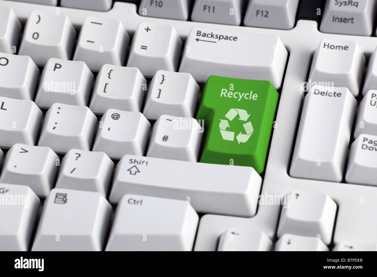Recycling symbol on keyboard Stock Photo