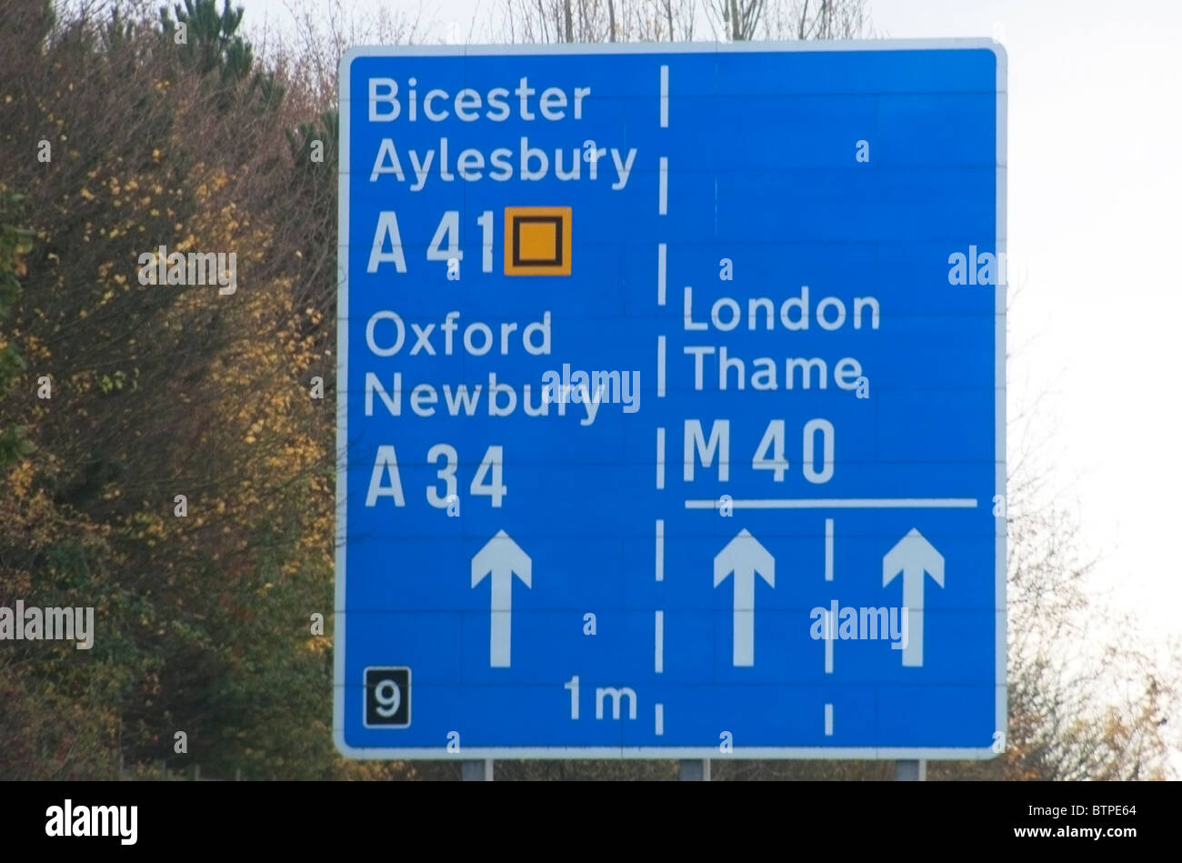 Blue Motorway Sign UK Stock Photo
