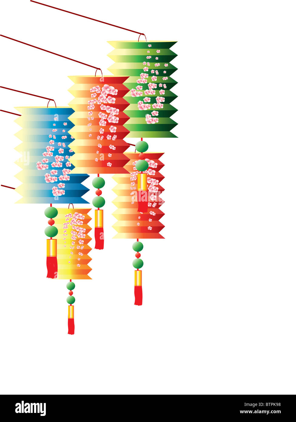 Multicolor chinese lanterns, background on white Stock Photo Alamy