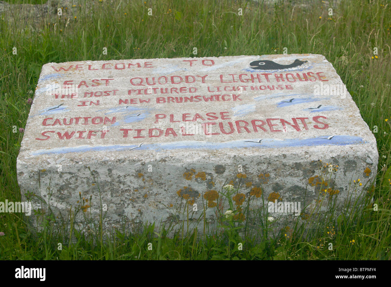 East Quoddy Head Lighthouse Tide Warning on Campobello Island, New