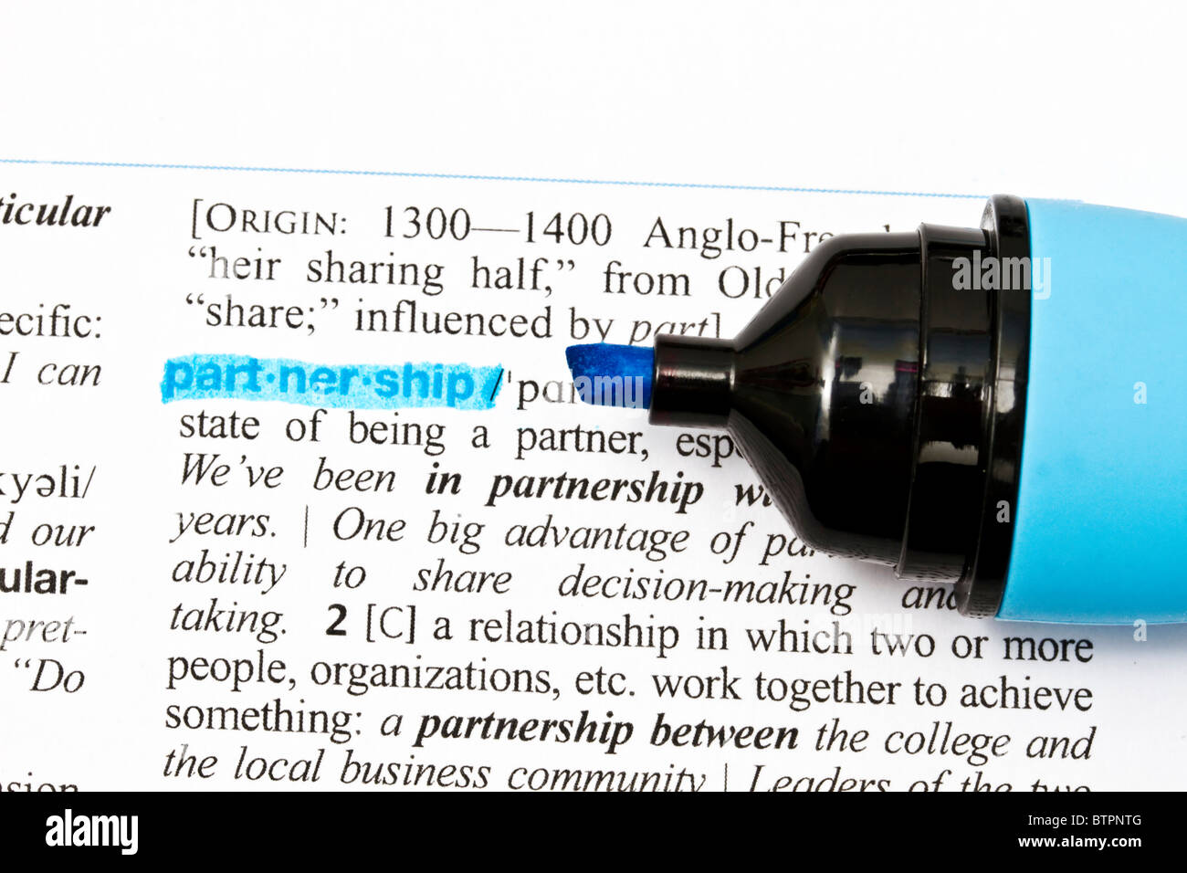 the-word-partnership-highlighted-in-a-dictionary-stock-photo-alamy