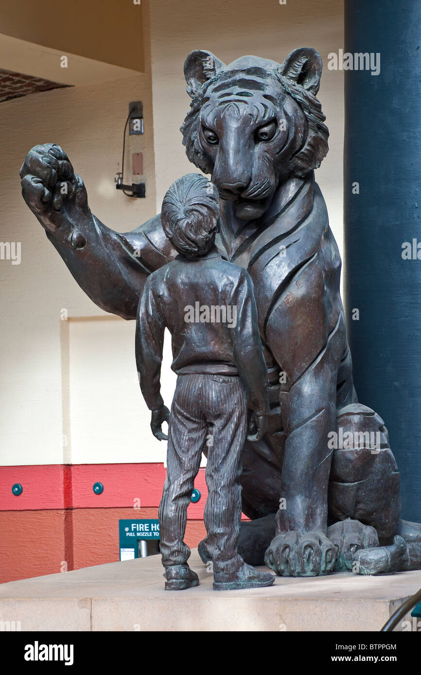 London, Wapping The Boy and the Tiger sculpture at Tobacco Dock October 2010 Stock Photo Alamy