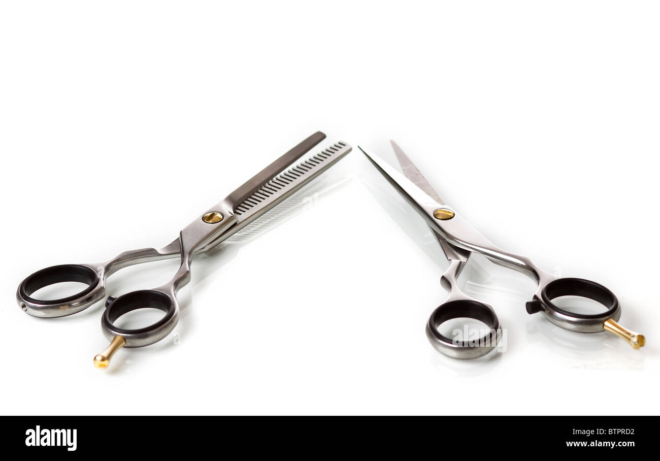 Barbers scissors set isolated on white background Stock Photo Alamy