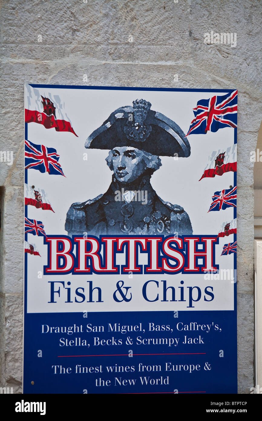 traditional fish and chip shop Gibraltar Stock Photo