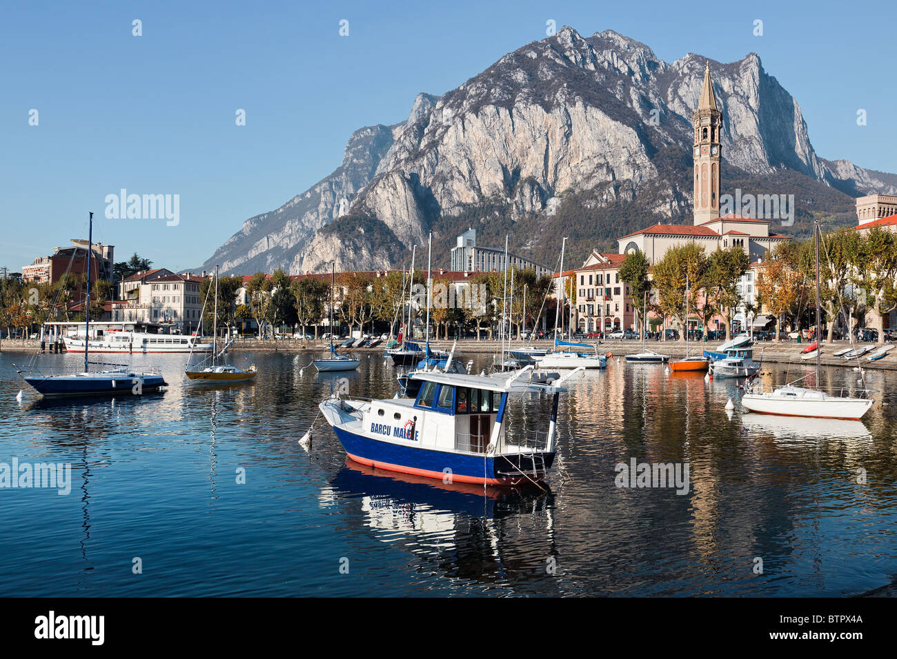 Boats at Lake Como Lecco Italy Stock Photo - Alamy
