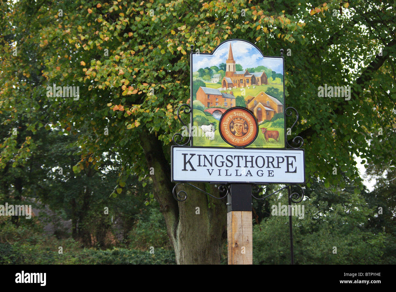 Millennium sign in Kingsthorpe village, Northampton, UK Stock Photo Alamy