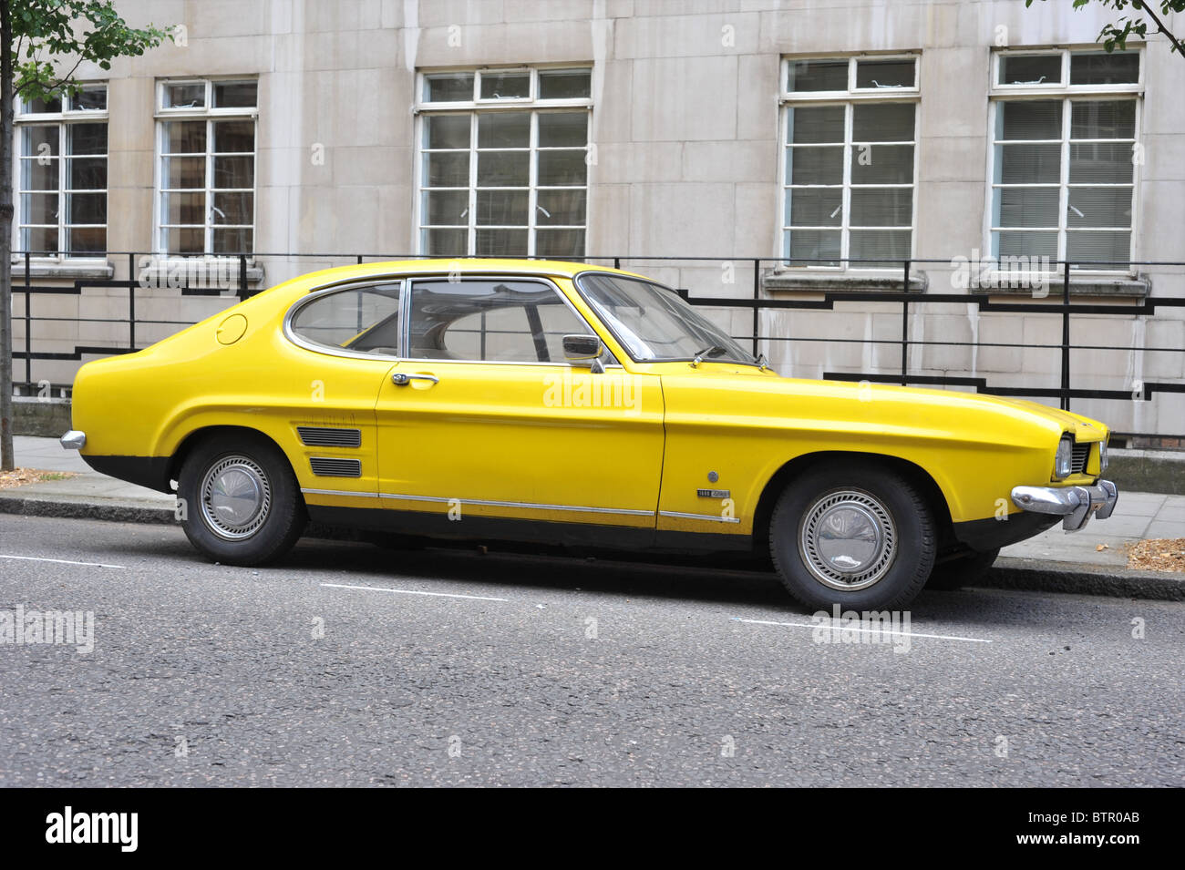 Yellow Ford capri Stock Photo