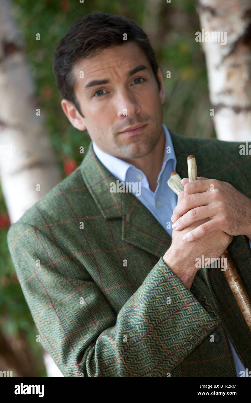 man in tweed suit , country style Stock Photo